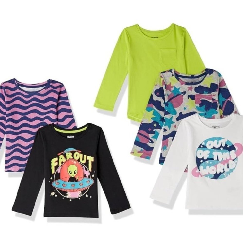 BOGO Girls 5 PIECE Value Pack T Shirts Long Sleeve Large 10